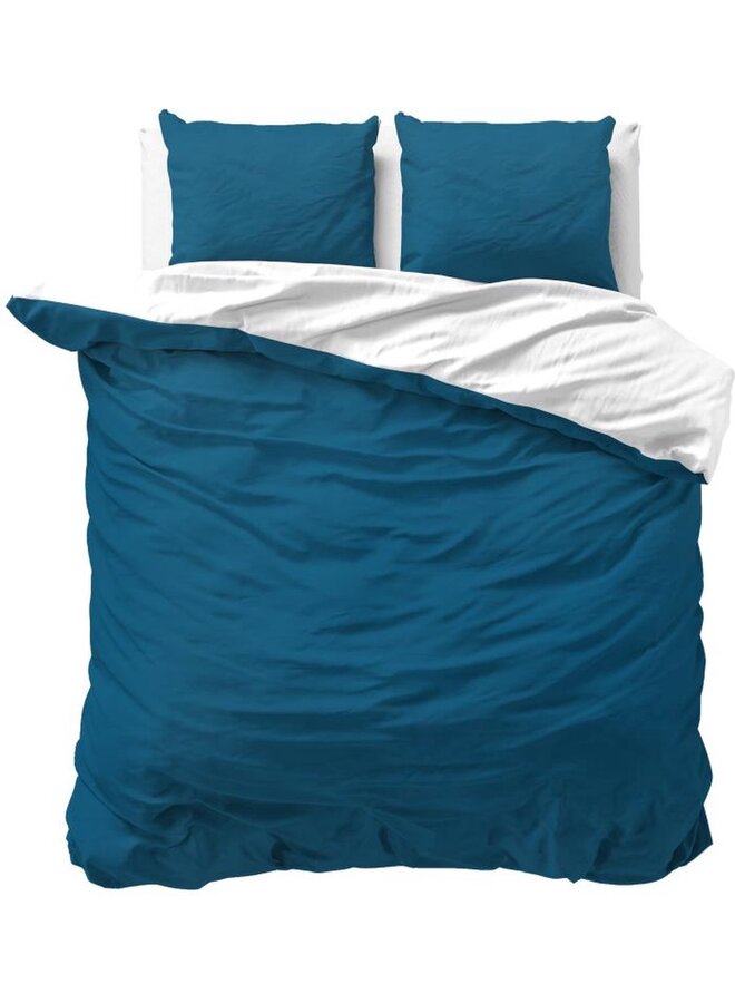 Dekbedovertrek Twin Face Uni Navy/Wit - Microvezel PL2