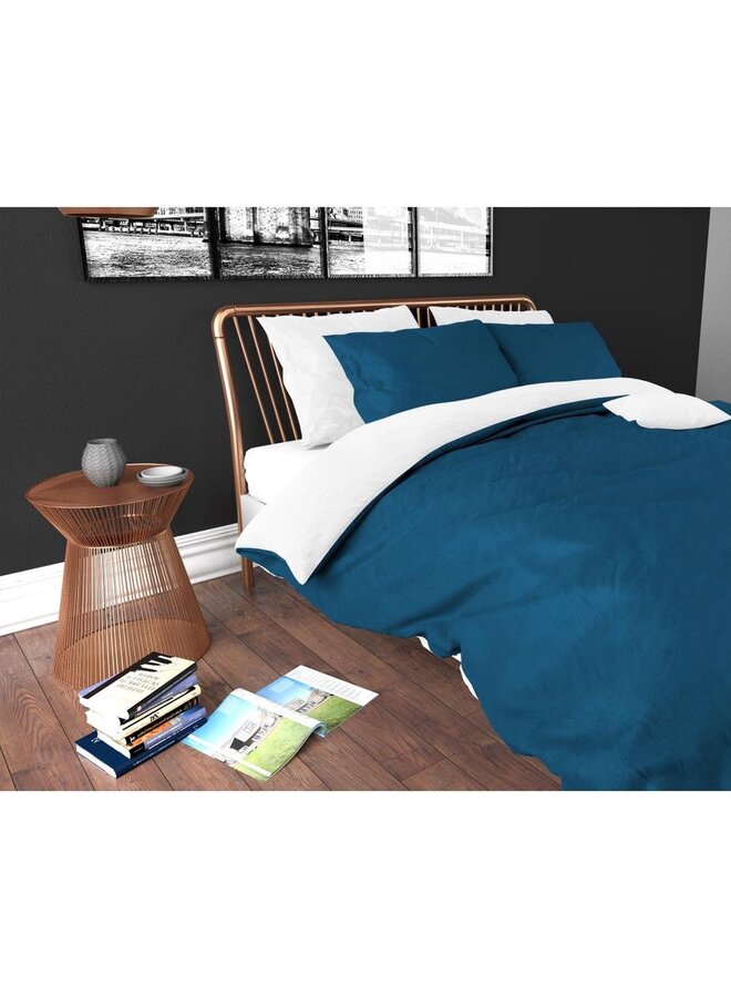 Zensation Dekbedovertrek Twin Face Uni Navy/Wit - Microvezel