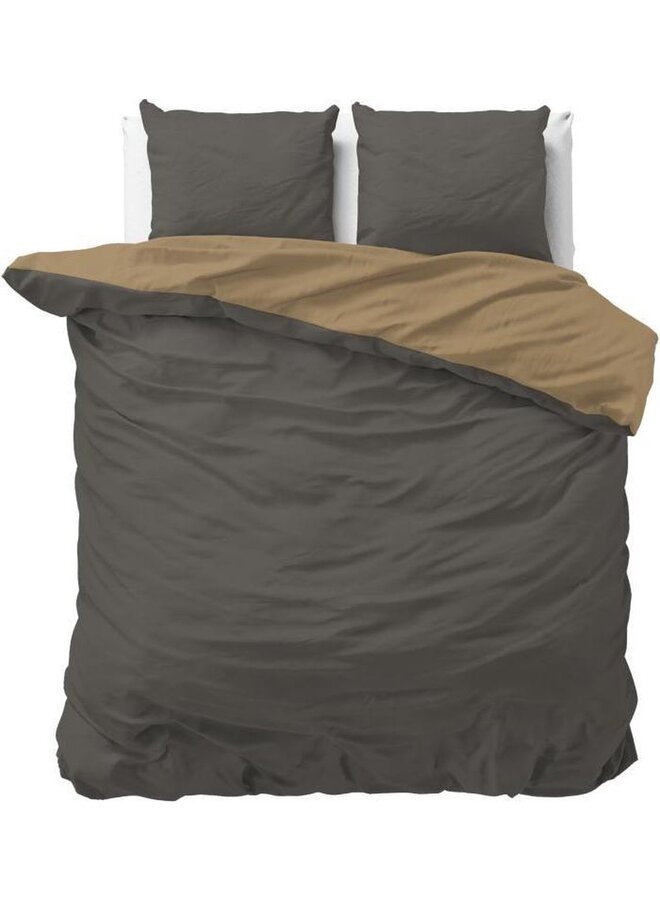 Dekbedovertrek Twin Face Uni Antraciet/Taupe - Microvezel