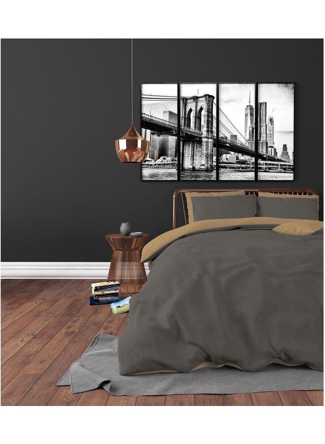 Zensation Dekbedovertrek Twin Face Uni Antraciet/Taupe - Microvezel