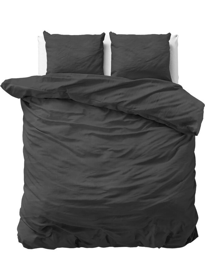 Dekbedovertrek Stone Washed Uni Antraciet - Katoen