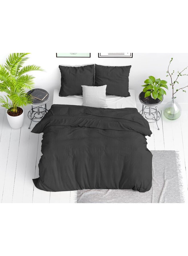 Dreamhouse Dekbedovertrek Stone Washed Uni Antraciet - Katoen