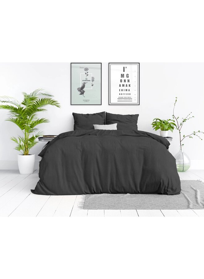 Dreamhouse Dekbedovertrek Stone Washed Uni Antraciet - Katoen