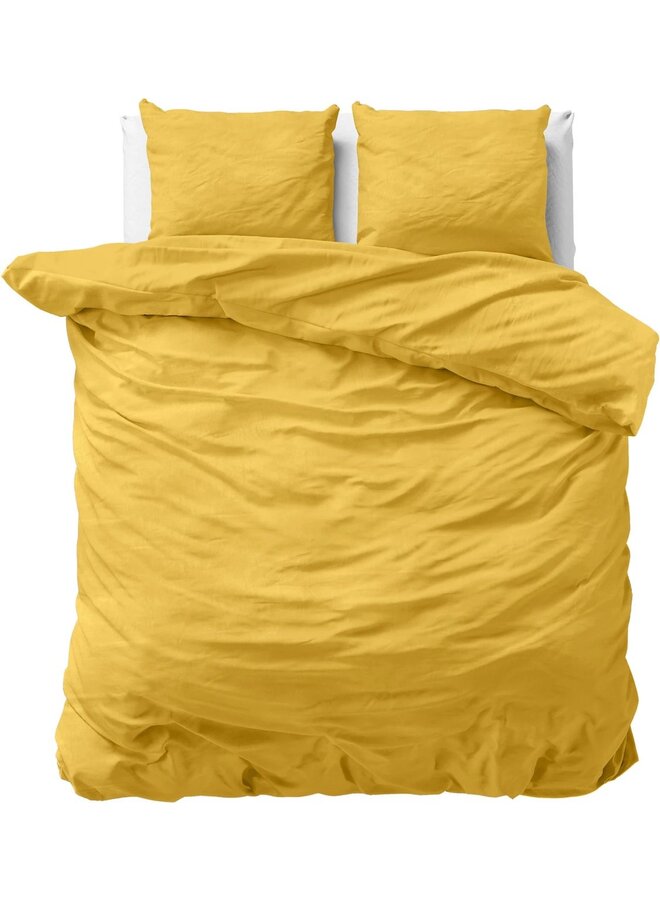 Dekbedovertrek Stone Washed Uni Mosterd - Katoen PL1