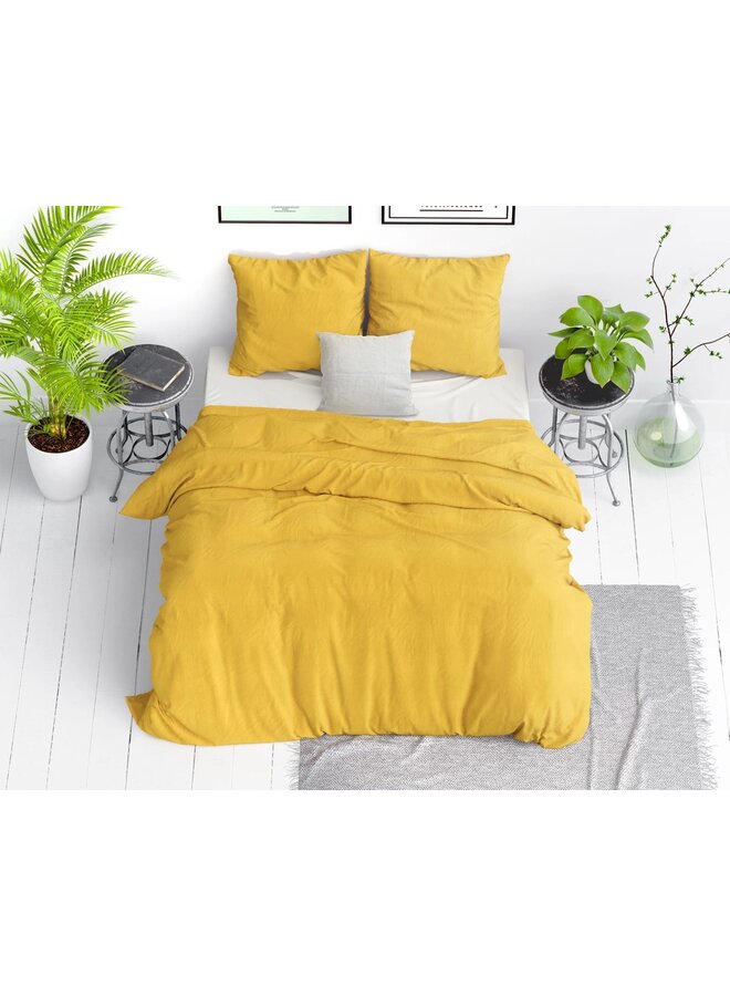 Dreamhouse Dekbedovertrek Stone Washed Uni Mosterd - Katoen