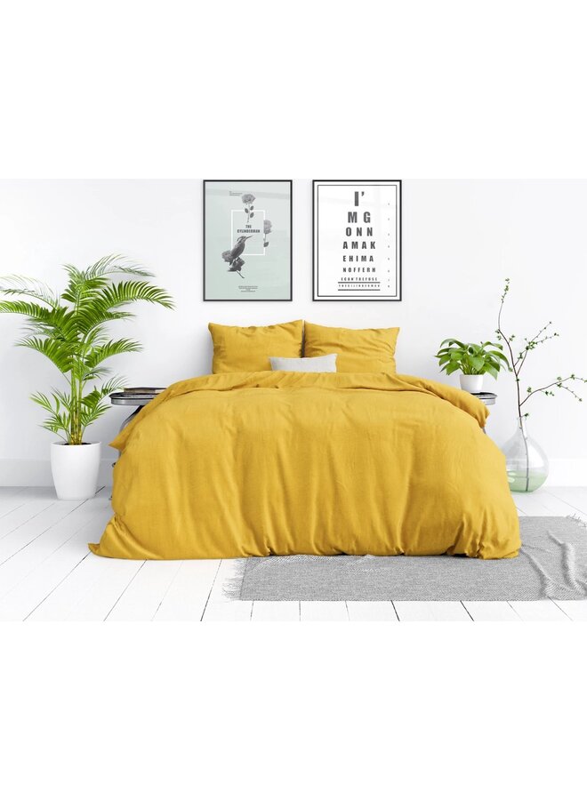 Dreamhouse Dekbedovertrek Stone Washed Uni Mosterd - Katoen