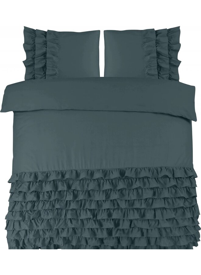 Dekbedovertrek Ruches Cyprus Groen - Percaline Katoen