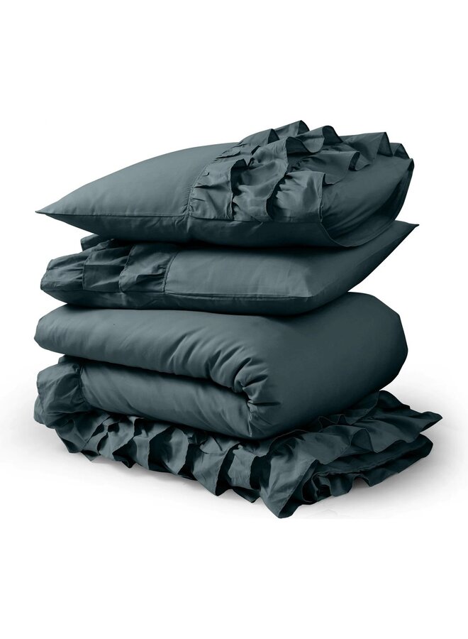 Dreamhouse Dekbedovertrek Ruches Cyprus Groen - Percaline Katoen