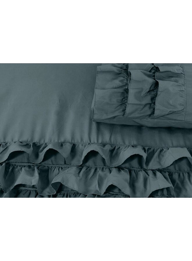 Dreamhouse Dekbedovertrek Ruches Cyprus Groen - Percaline Katoen
