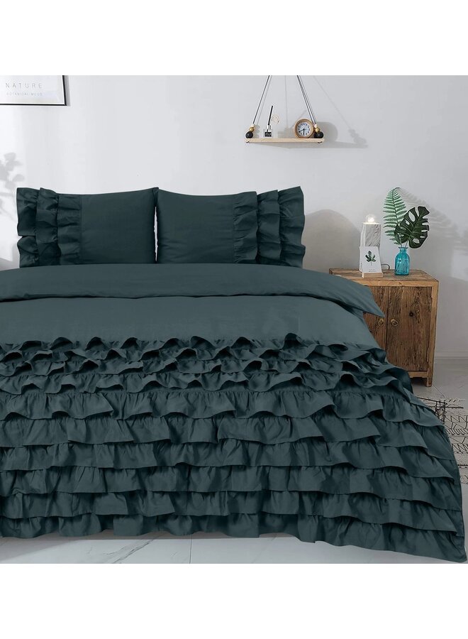 Dreamhouse Dekbedovertrek Ruches Cyprus Groen - Percaline Katoen