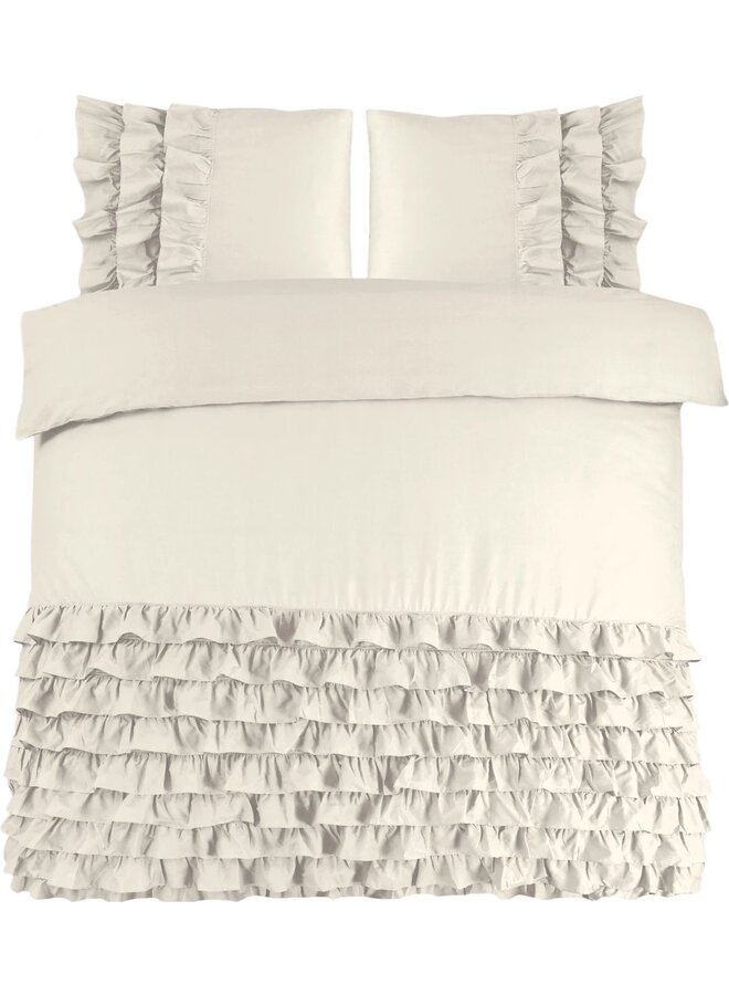 Dekbedovertrek Ruches Cyprus Creme - Percaline Katoen