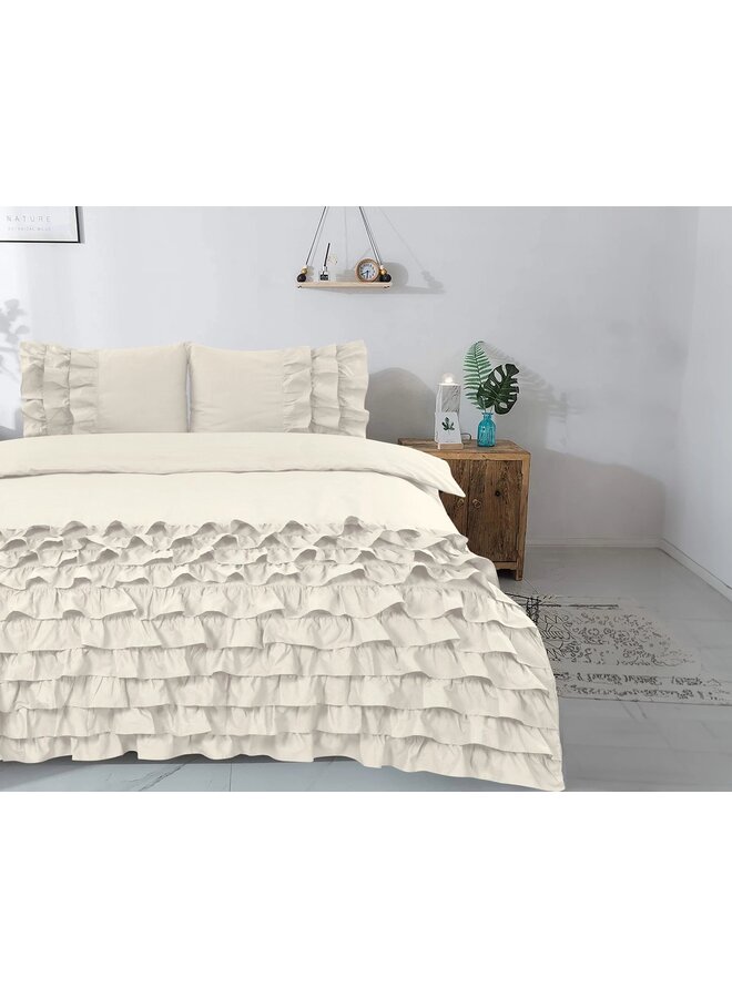 Dreamhouse Dekbedovertrek Ruches Cyprus Creme - Percaline Katoen