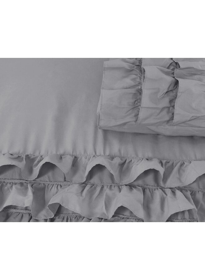 Dreamhouse Dekbedovertrek Ruches Cyprus Grijs - Percaline Katoen