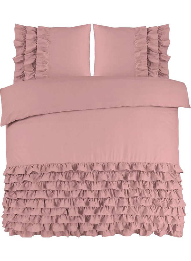Dekbedovertrek Ruches Cyprus Roze - Percaline Katoen