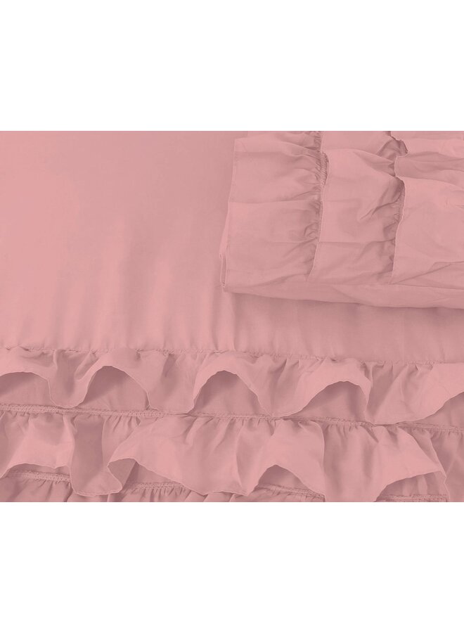 Dreamhouse Dekbedovertrek Ruches Cyprus Roze - Percaline Katoen