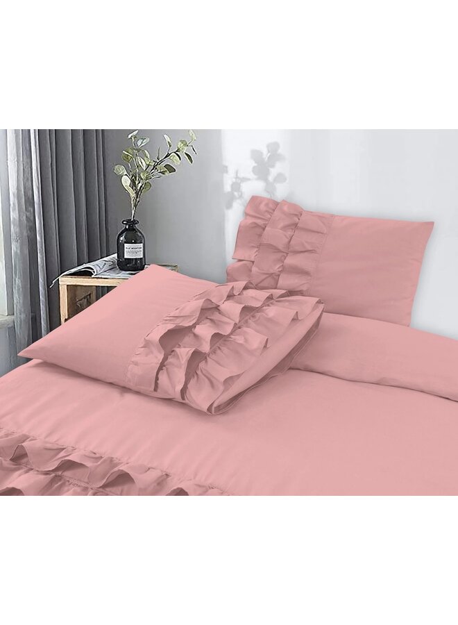 Dreamhouse Dekbedovertrek Ruches Cyprus Roze - Percaline Katoen
