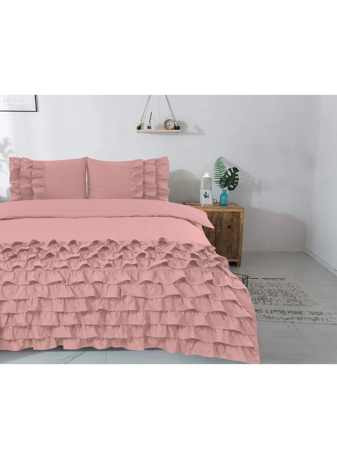 Dreamhouse Dekbedovertrek Ruches Cyprus Roze - Percaline Katoen