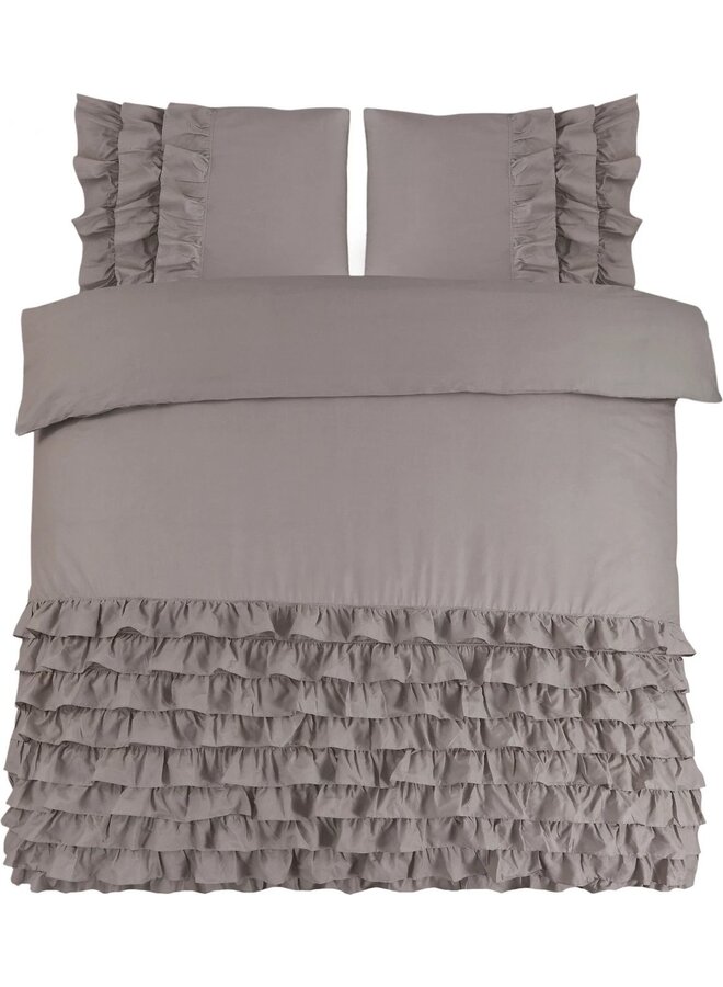 Dreamhouse Dekbedovertrek Ruches Cyprus Taupe - Percaline Katoen