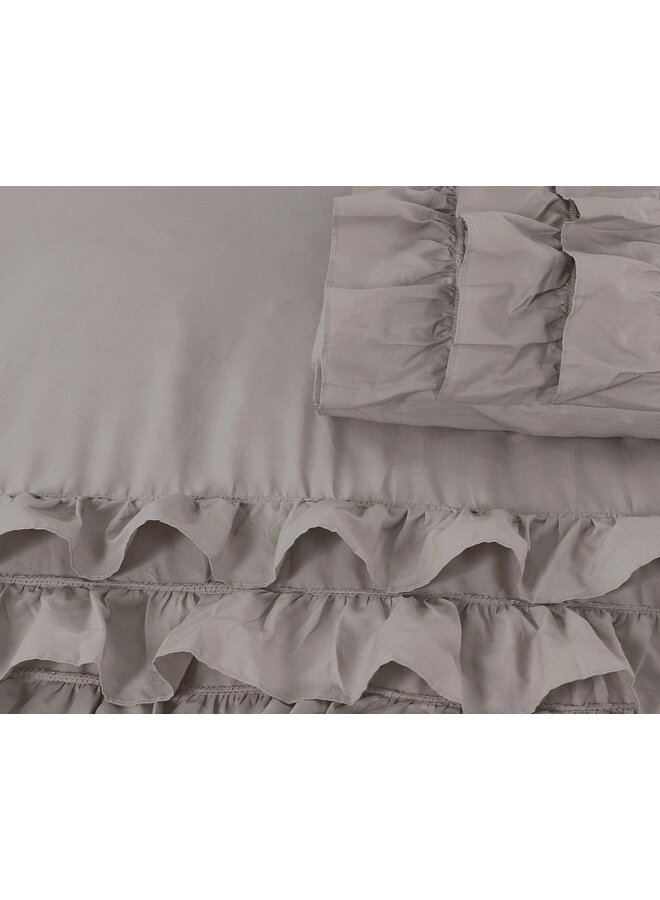 Dreamhouse Dekbedovertrek Ruches Cyprus Taupe - Percaline Katoen