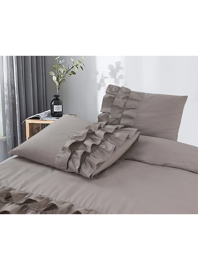 Dreamhouse Dekbedovertrek Ruches Cyprus Taupe - Percaline Katoen