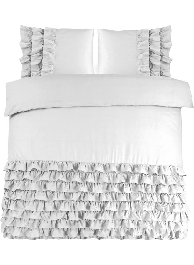 Dreamhouse Dekbedovertrek Ruches Cyprus Wit - Percaline Katoen