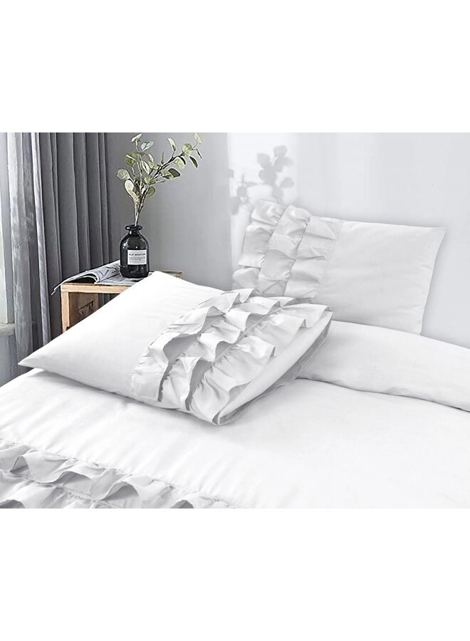 Dreamhouse Dekbedovertrek Ruches Cyprus Wit - Percaline Katoen