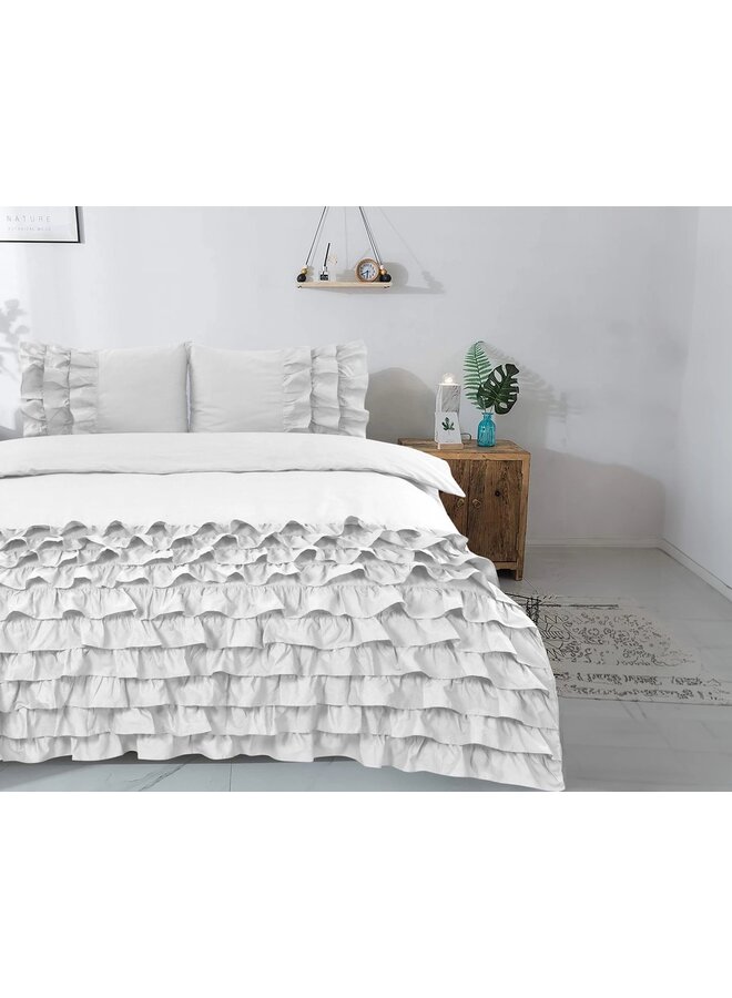 Dreamhouse Dekbedovertrek Ruches Cyprus Wit - Percaline Katoen