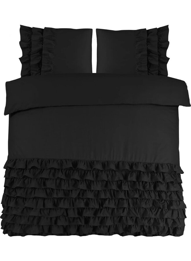 Dreamhouse Dekbedovertrek Ruches Cyprus Zwart - Percaline Katoen