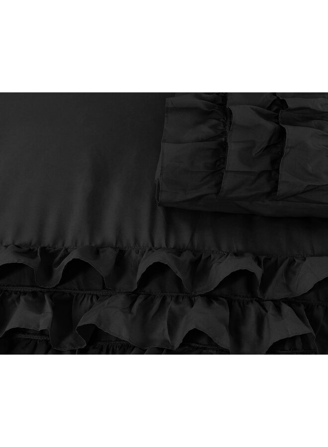 Dreamhouse Dekbedovertrek Ruches Cyprus Zwart - Percaline Katoen