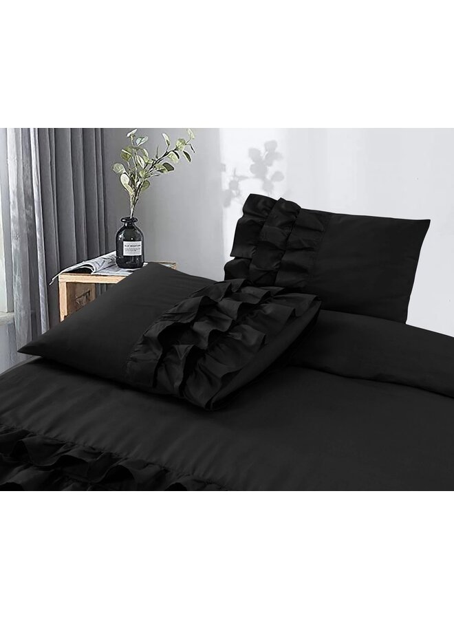 Dreamhouse Dekbedovertrek Ruches Cyprus Zwart - Percaline Katoen