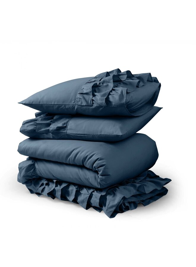 Dreamhouse Dekbedovertrek Ruches Cyprus Blauw - Percaline Katoen
