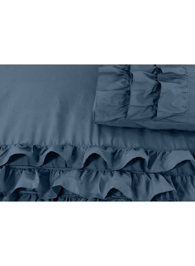 Dreamhouse Dekbedovertrek Ruches Cyprus Blauw - Percaline Katoen