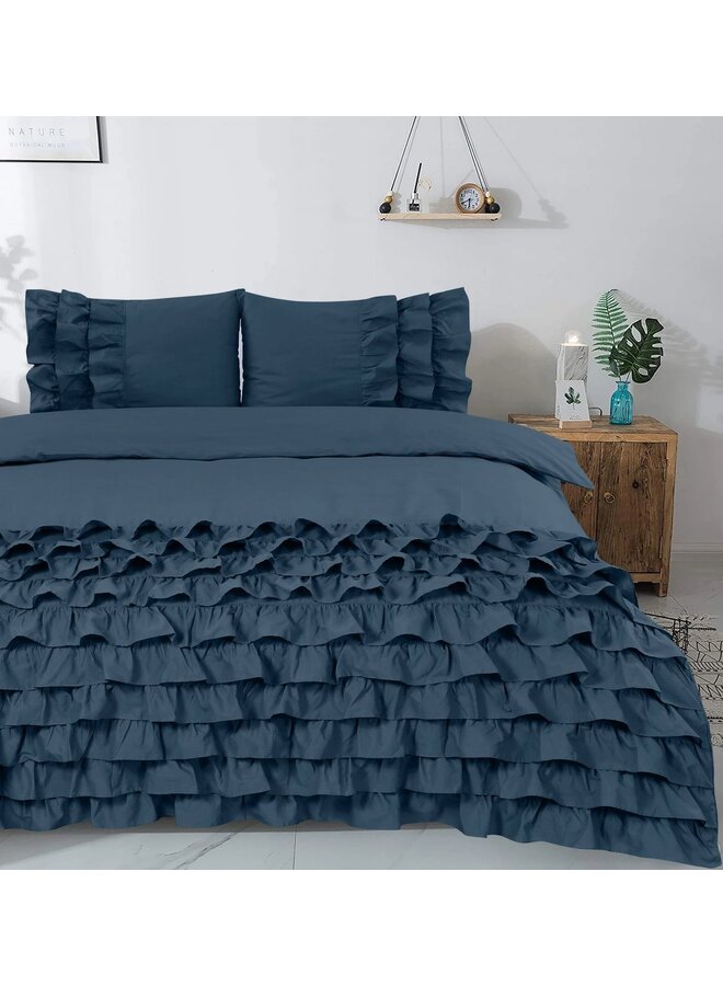 Dreamhouse Dekbedovertrek Ruches Cyprus Blauw - Percaline Katoen