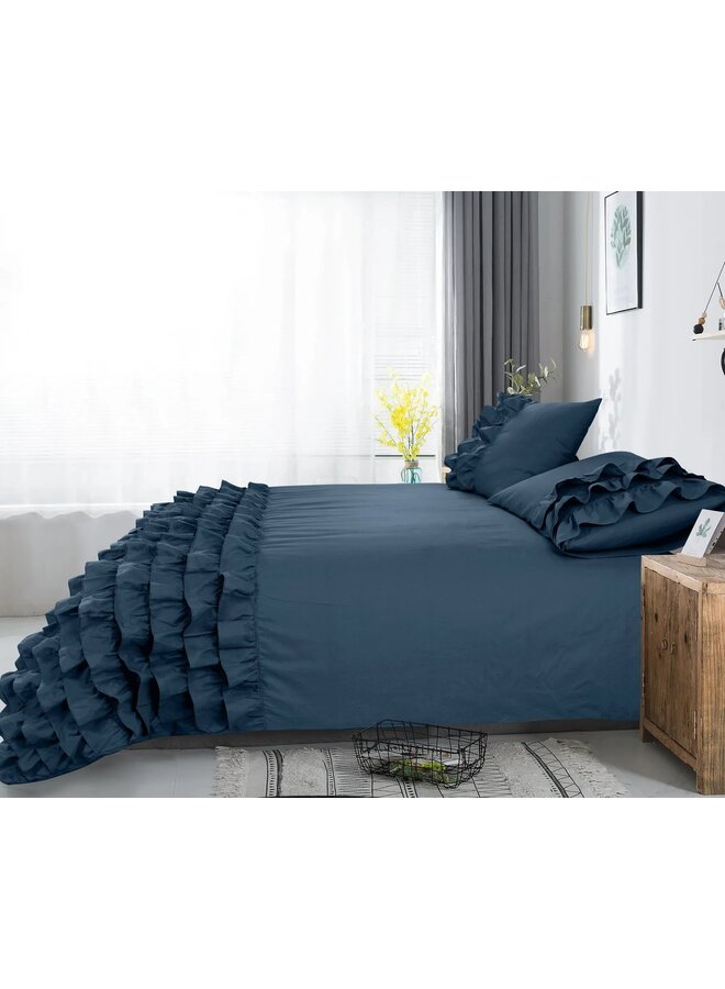 Dreamhouse Dekbedovertrek Ruches Cyprus Blauw - Percaline Katoen