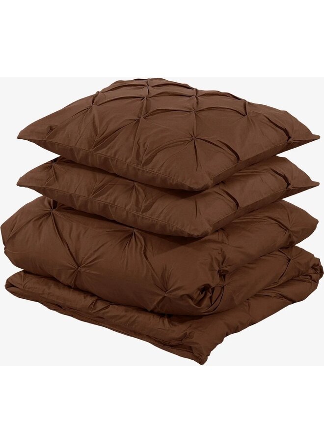 Dreamhouse Dekbedovertrek Plooien Salvador Bruin - Percaline Katoen