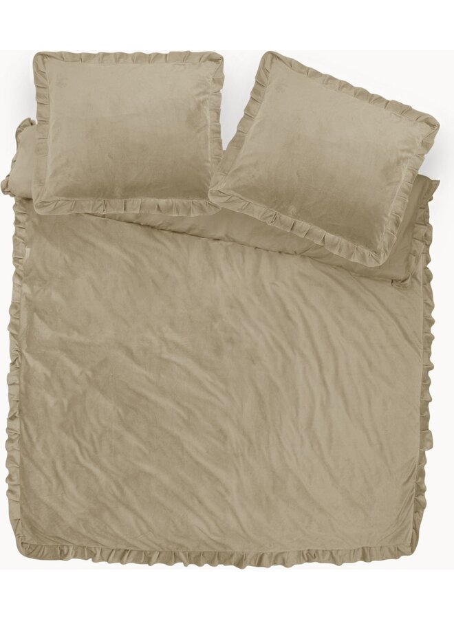 Dekbedovertrek Ruffles Taupe - Velvet PL2
