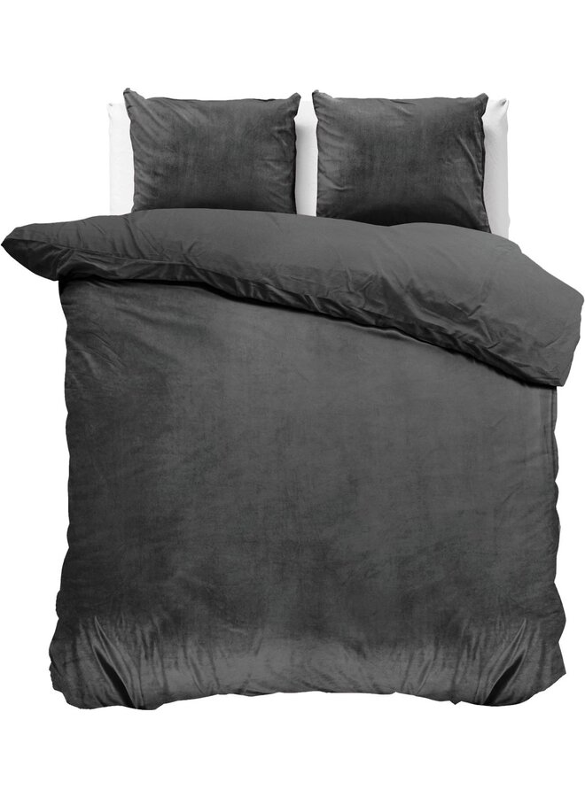 Dekbedovertrek Uni Antraciet - Velvet PL1