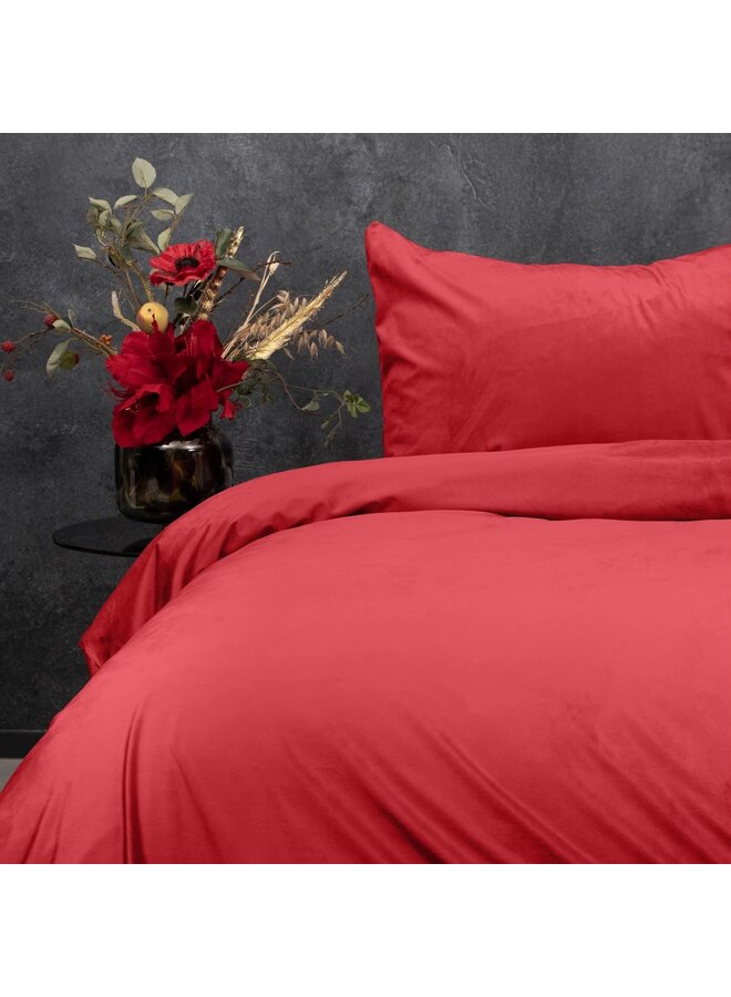 Sleeptime Dekbedovertrek Uni Rood - Velvet
