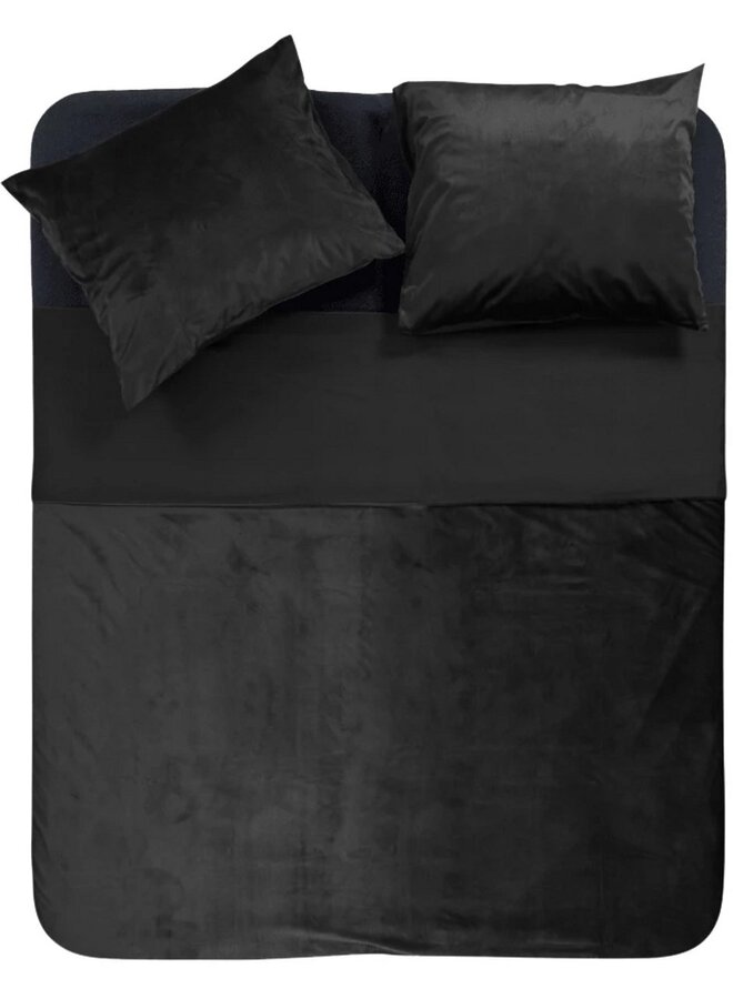 Dekbedovertrek Uni Piping Zwart - Velvet PL2