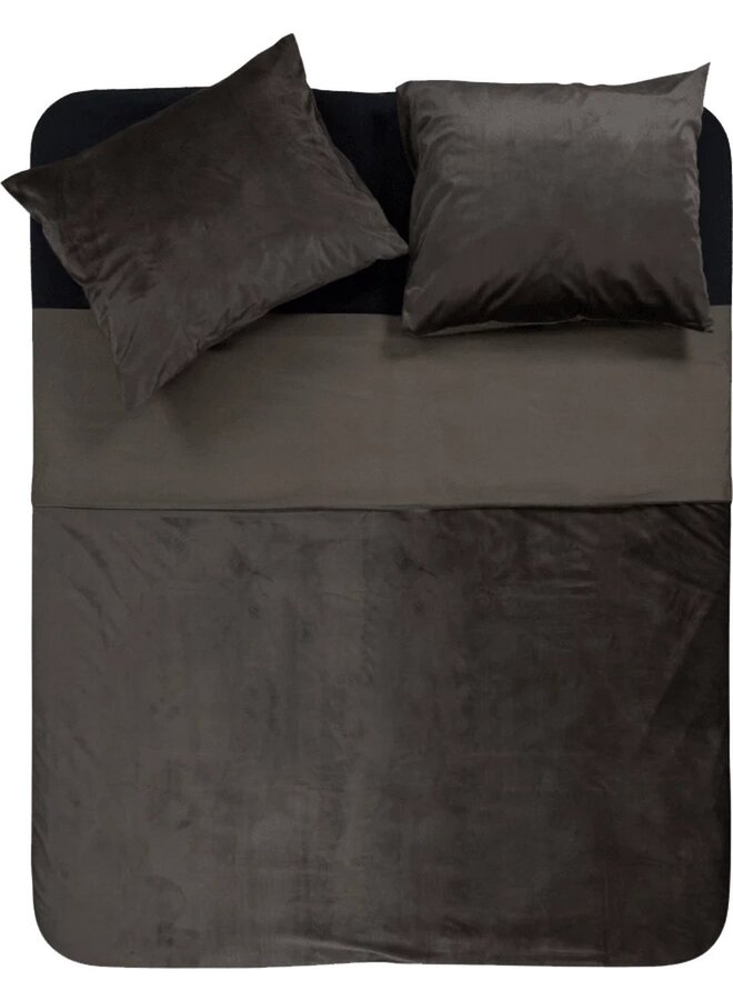 Dekbedovertrek Uni Piping Bruin - Velvet PL1