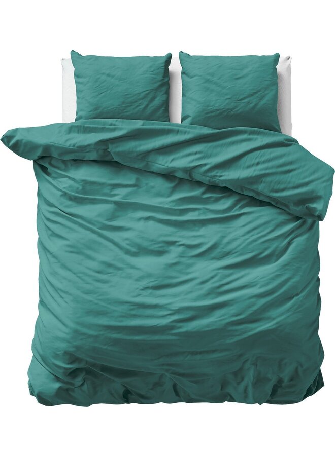 Dekbedovertrek Uni Groen - Katoensatijn PL1