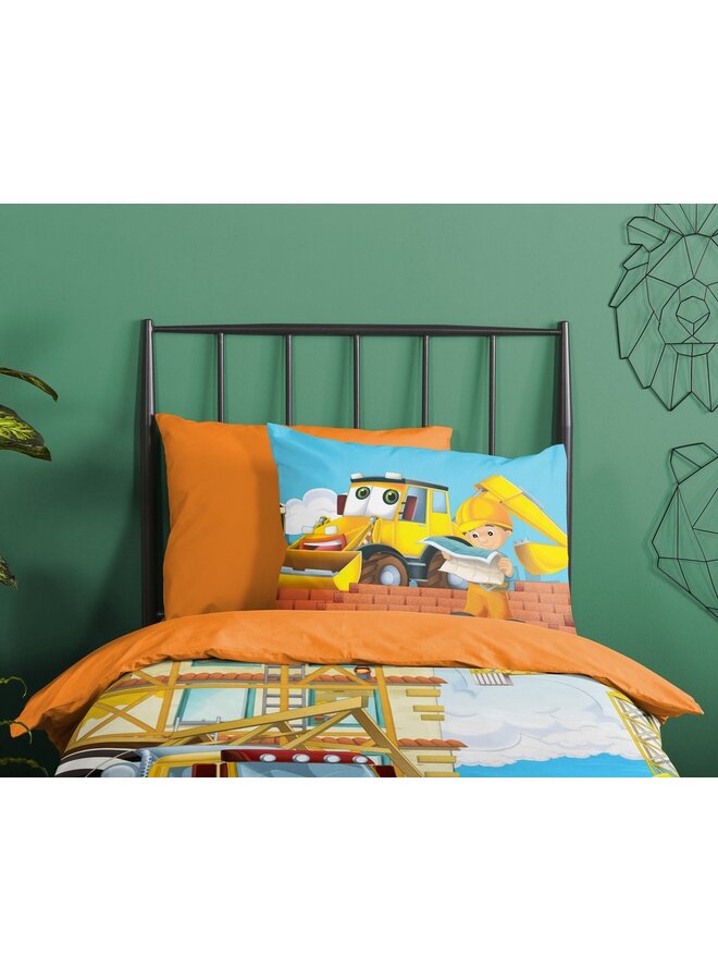 Good Morning Dekbedovertrek Kids Building Multi - Katoen