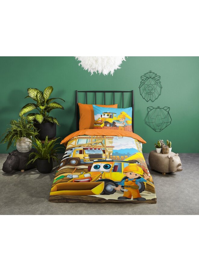 Good Morning Dekbedovertrek Kids Building Multi - Katoen