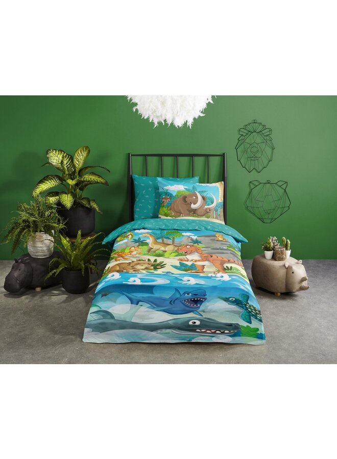 Good Morning Dekbedovertrek Kids Prehistoric Multi - Katoen