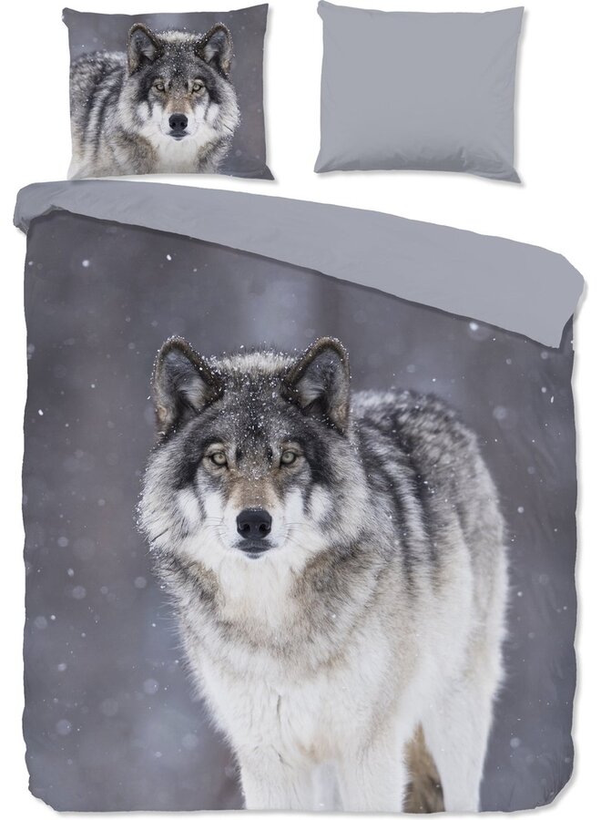Dekbedovertrek Wolfie Grijs - Flanel