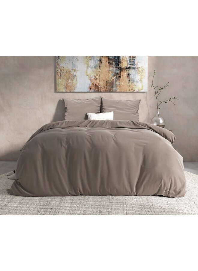 Dekbedovertrek Mendez Uni Taupe - Flanel