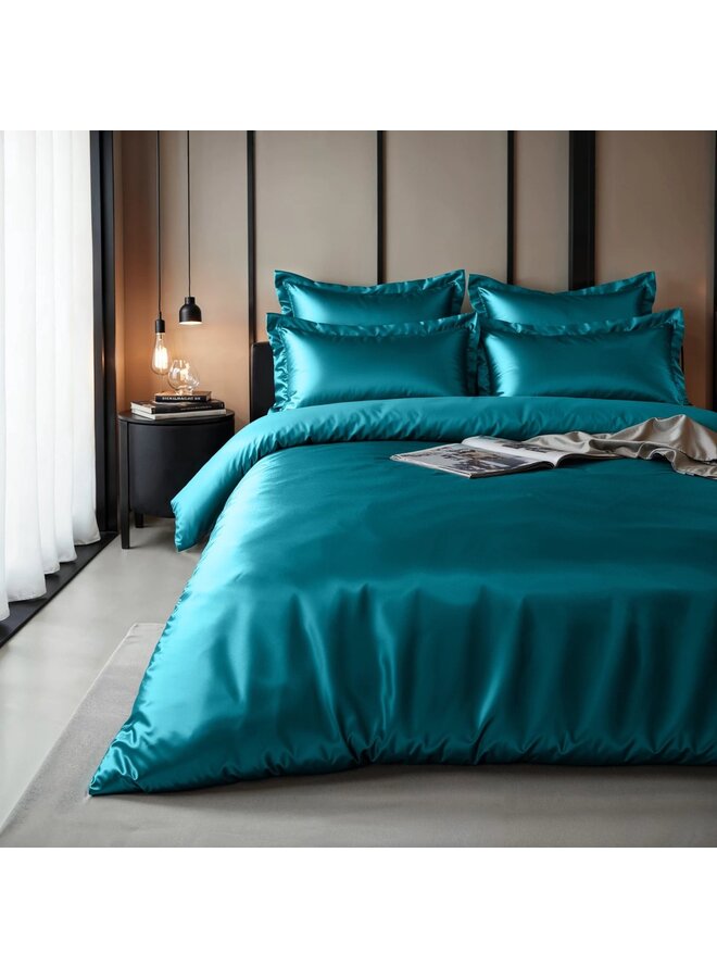 Sleeptime Dekbedovertrek Uni Glossy Petrol - Satijn