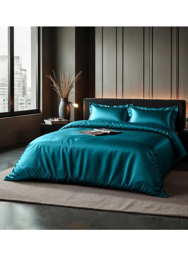 Sleeptime Dekbedovertrek Uni Glossy Petrol - Satijn