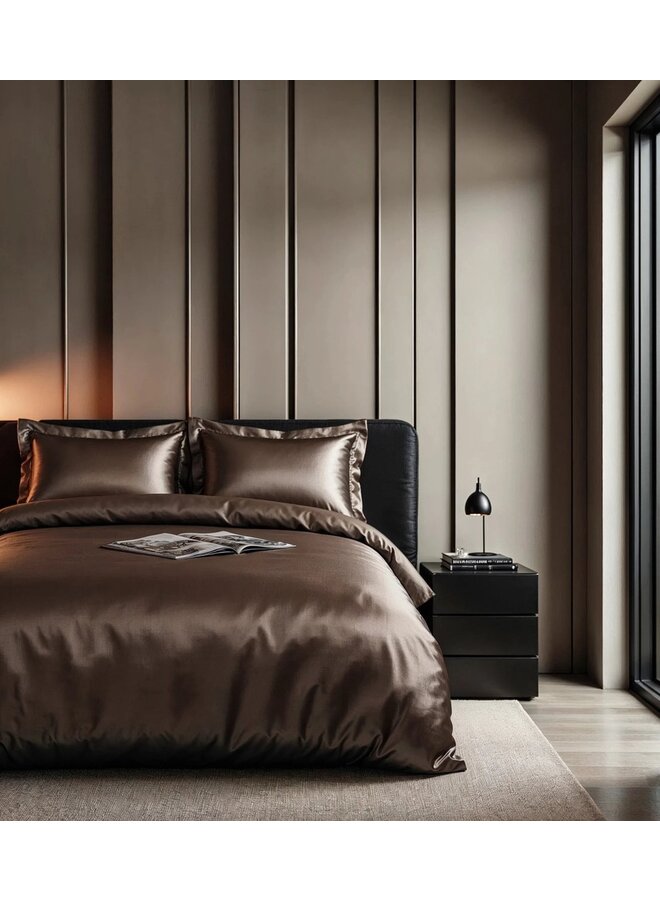 Sleeptime Dekbedovertrek Uni Glossy Bruin - Satijn