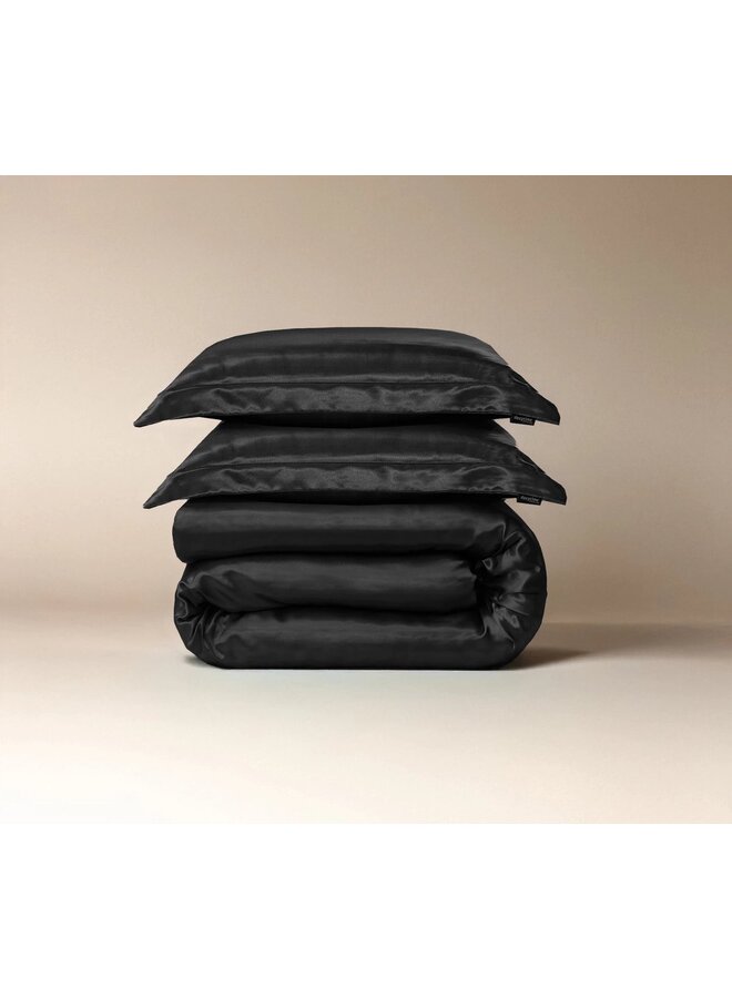 Sleeptime Dekbedovertrek Uni Glossy Zwart - Satijn